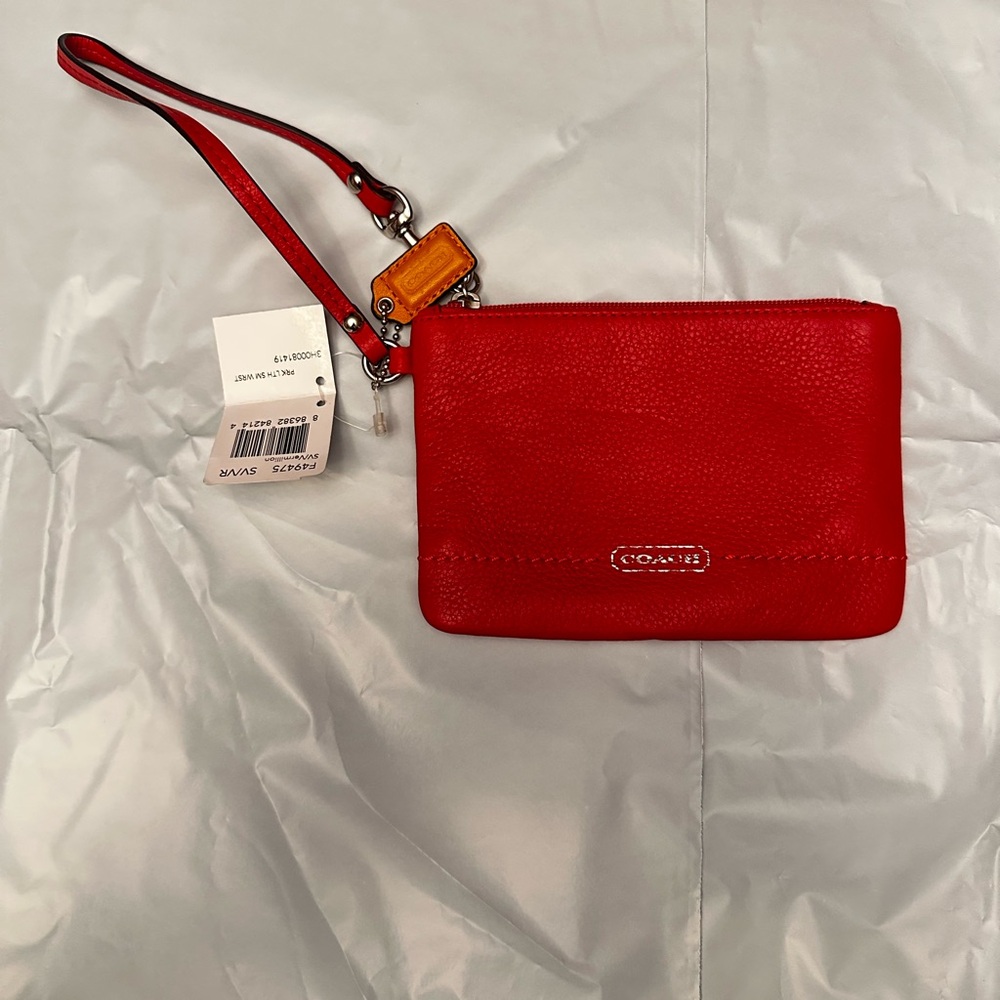 Coach Red Leather Clutch Wristlet